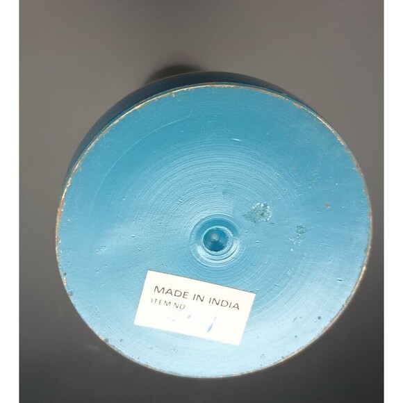 Vintage Blue And Gold Metal Engraved Bud Vase Made In India - Picture 6 of 7